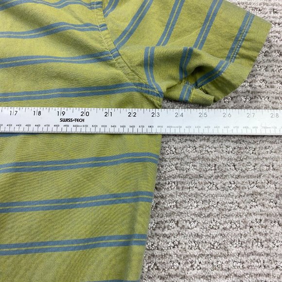 Hurley Shirt Men Medium Large L Green Blue Striped Button Down Short Sleeve Surf - Picture 10 of 12